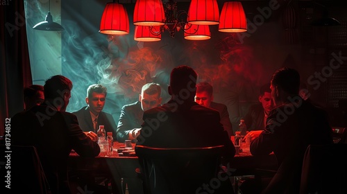Magazine style image depicting a clandestine illegal gambling setup
