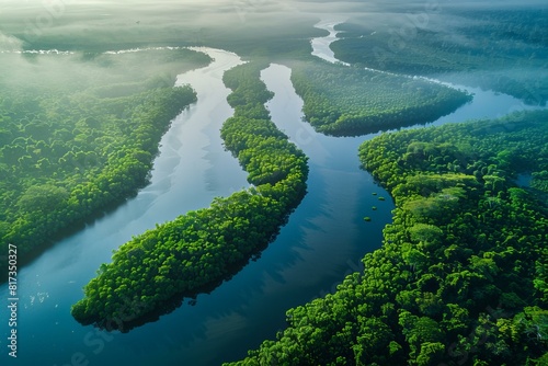 River surrounded by lone trees