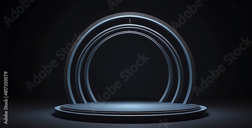 3D stage abstract. 3D background dark room product circle studio.