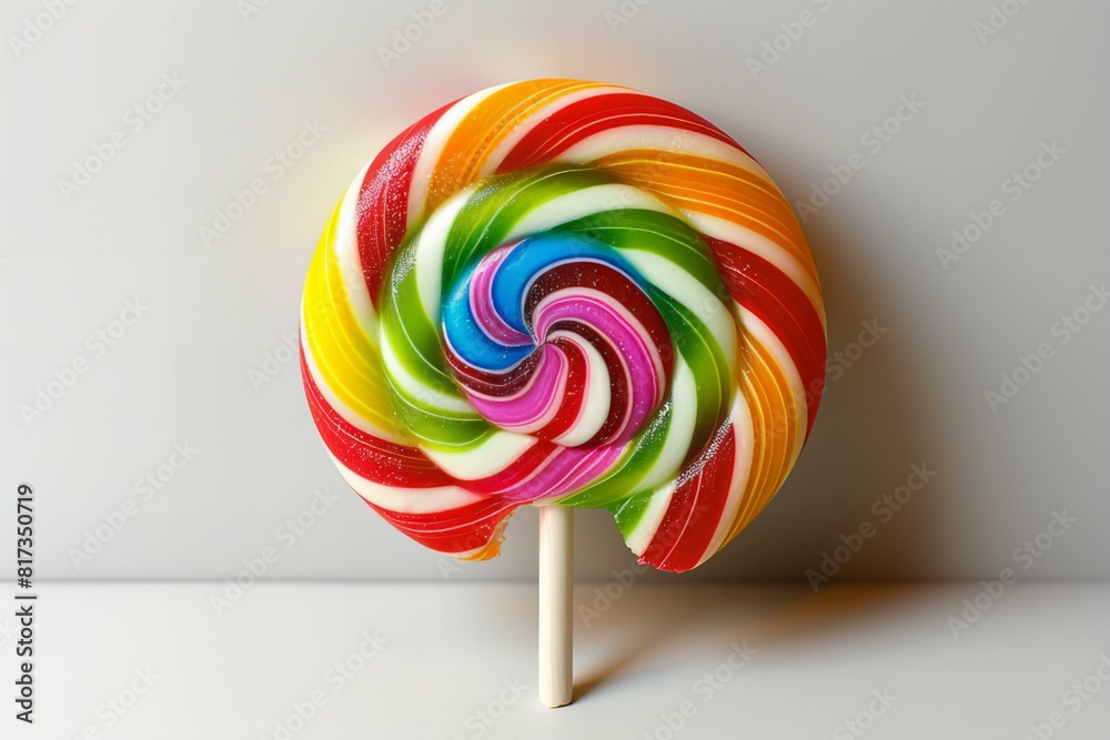 Colorful lollipop on stick on white background Colorful lollipop on stick on white background