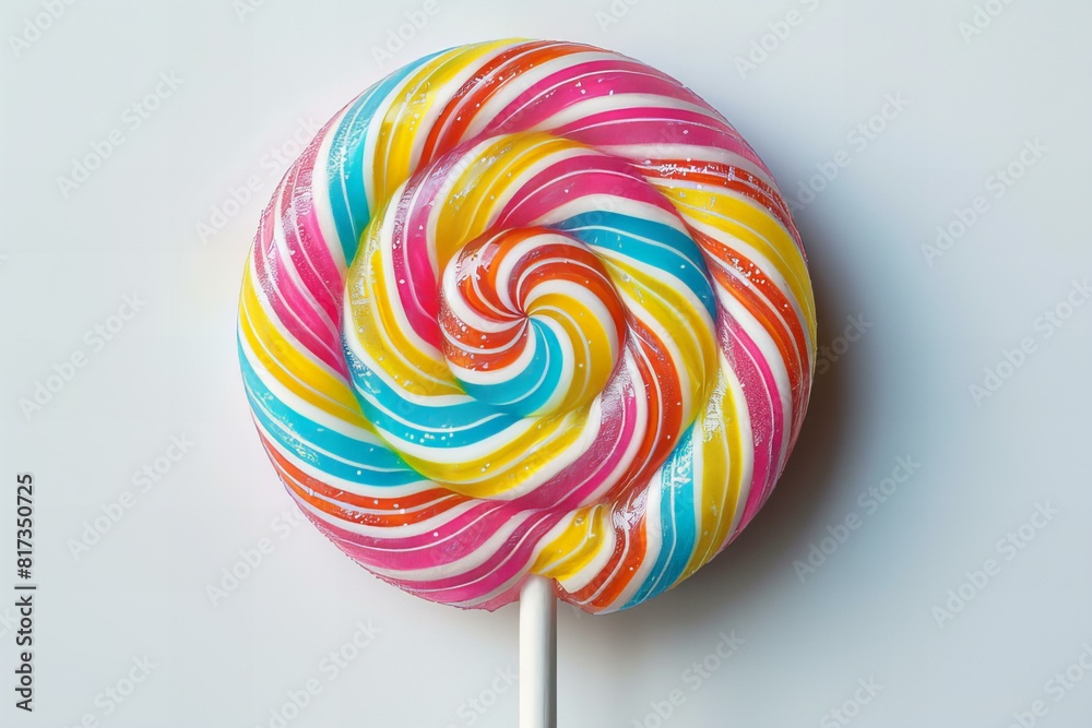Colorful lollipop on stick on white background Colorful lollipop on stick on white background