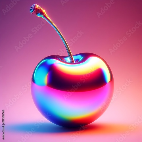 Cherry holographic 3D illustration photo