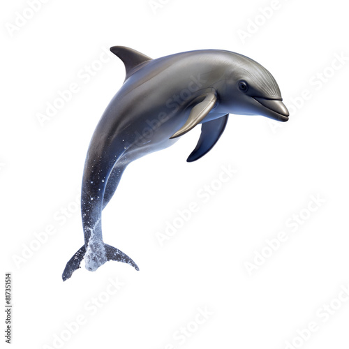 A dolphin is leaping out of the water