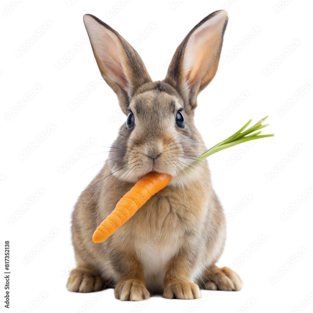 Fototapeta premium A rabbit is eating a carrot