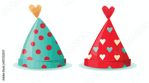 Two birthday Christmas party hats cartoon vector il