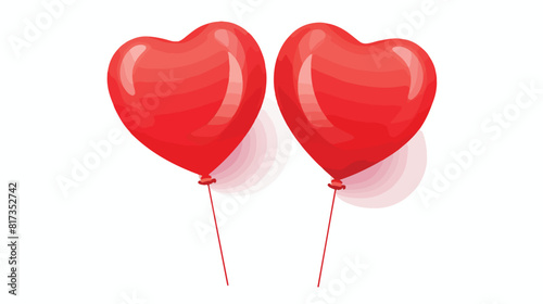 Two bright and colorful heart shaped balloons carto