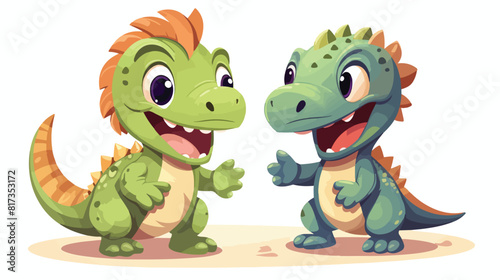 Two cute and funny baby dinosaur characters - spino