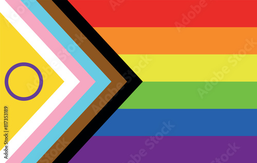 Intersex-inclusive Progress Pride Flag, Pride month, gay community and freedom concept, vector illustration photo