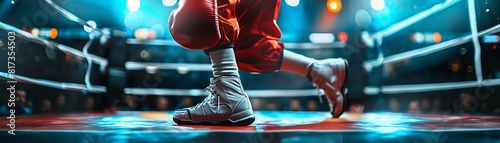 A boxer's feet moving swiftly during a match photo