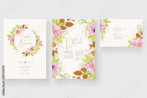 wedding invitation and wedding card with floral frame