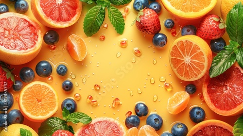 illustration of summer fruits background