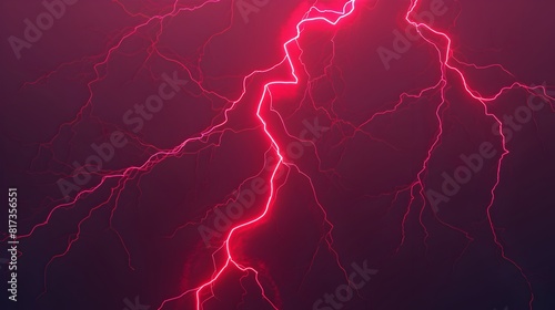 a red lightning strike illuminating the dark night sky