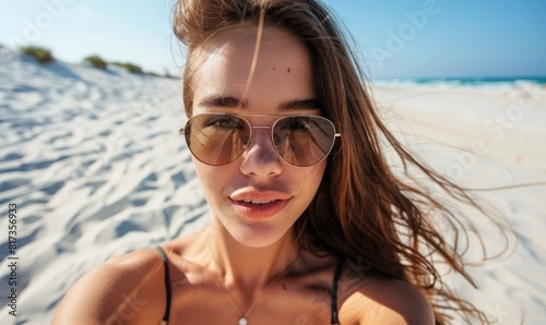 Beautiful young woman is ta...