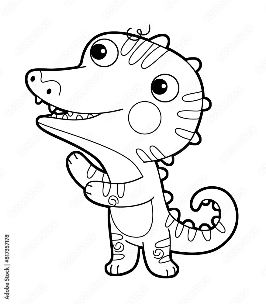 cartoon scene with happy funny dinosaur dino lizard dragon kid child having fun playing kindergarten isolated backgroind illustration cartoon scene with happy funny dinosaur dino lizard dragon kid child having fun playing kindergarten isolated backgroind illustration
