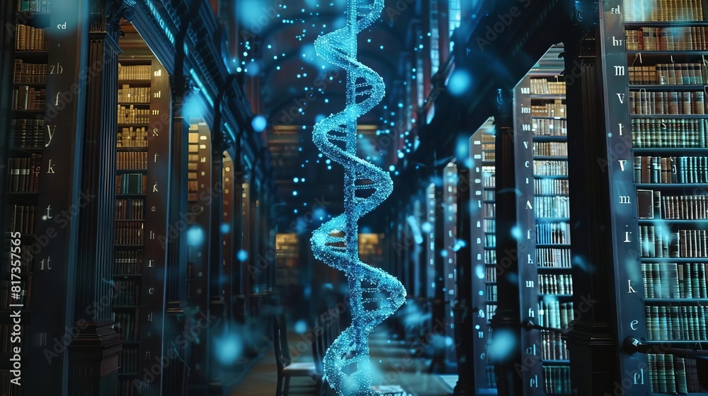 CRISPR gene editing event taking place in a secret society's ancient