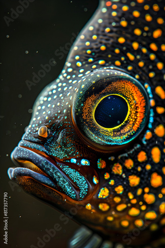 Eye-catching close-up of a Discus fish with vibrant colors. Generative AI image