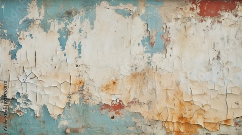 Grunge textured wall with peeling paint