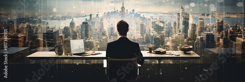 Double exposure - Business life	- Businessman