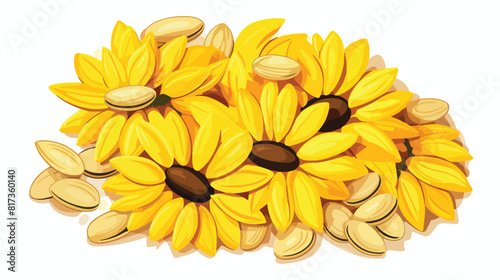Unpeeled sunflower seeds on white background 2d fla photo