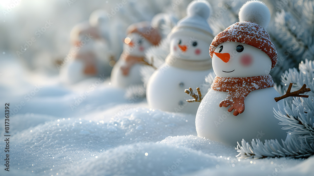 Serene Winter Meeting Room Background with Snowmen Serene Winter Meeting Room Background with Snowmen