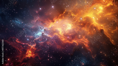 Vibrant Photo of a Nebula s Star-Studded Beauty Exploring the Celestial Splendor of Deep Space in Vivid Detail