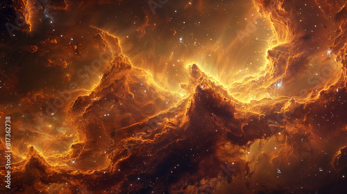 Vibrant Photo of a Nebula's Star-Studded Beauty Exploring the Celestial Splendor of Deep Space in Vivid Detail