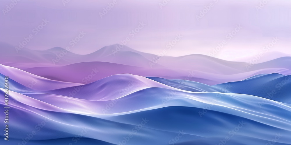 3D render blue and purple gradient background, abstract, digital art, smooth waves.