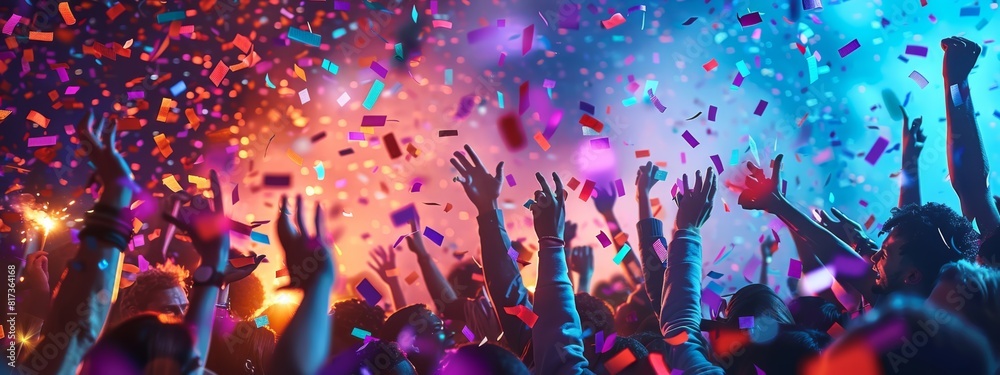 A lively scene of a startup team celebrating their success, with digital charts, confetti, and enthusiastic expressions. A lively scene of a startup team celebrating their success, with digital charts, confetti, and enthusiastic expressions.