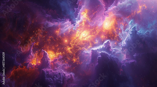 Vibrant Photo of a Nebula's Star-Studded Beauty Exploring the Celestial Splendor of Deep Space in Vivid Detail