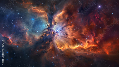 Vibrant Photo of a Nebula s Star-Studded Beauty Exploring the Celestial Splendor of Deep Space in Vivid Detail