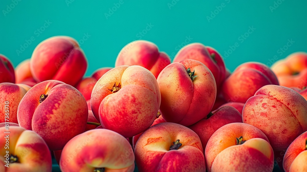 Peaches on a table with blue background. Peaches on a table with blue background.