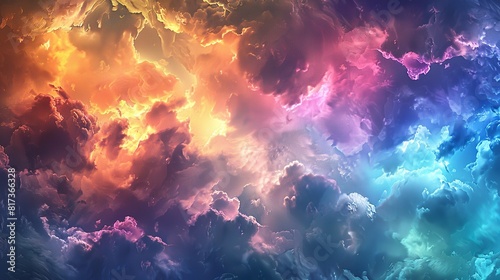 rainbow-colored stormy clouds image background