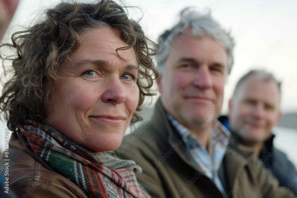 Portrait of two senior men and woman in front of a lake Portrait of two senior men and woman in front of a lake