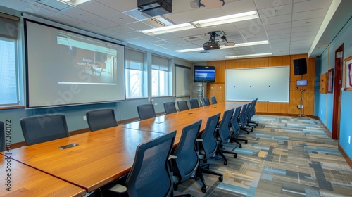 Interior of room with video projector