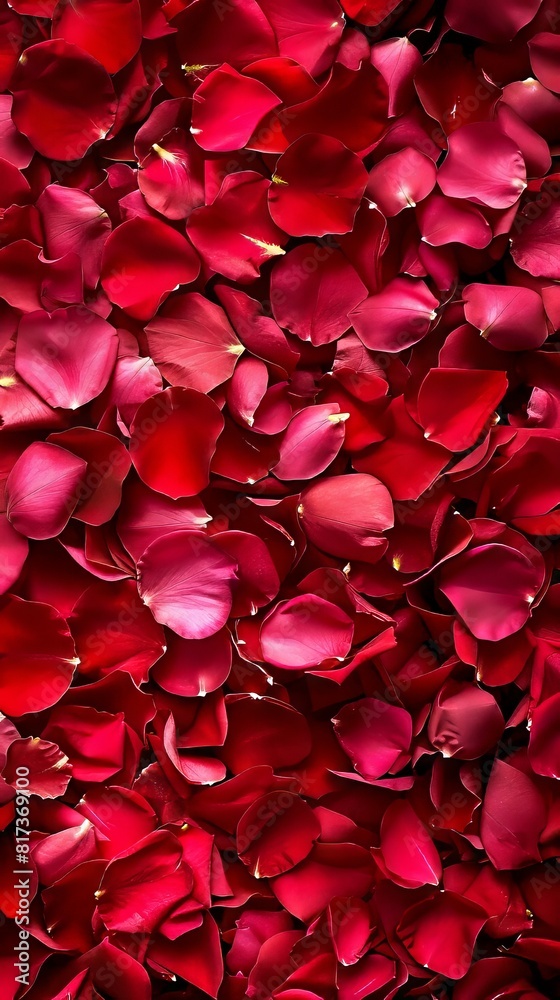 A pile of red rose petals on a black background. A pile of red rose petals on a black background.