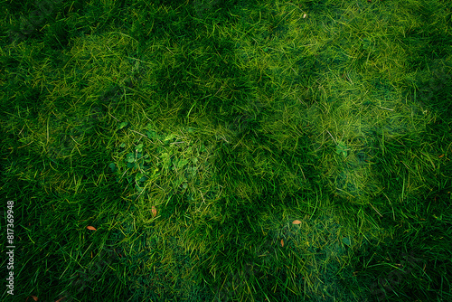 Beautiful green grass texture background, top view. Flat lay. Green grass meadow for sports field or garden decoration photo