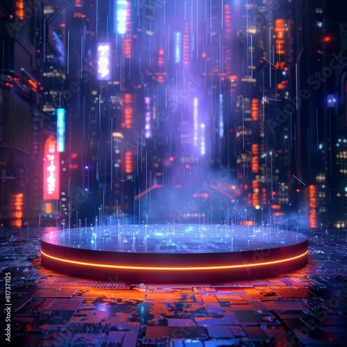 3d rendering of a stage with bright lights for a futuristic sci-fi background