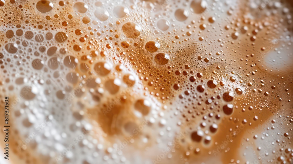 Cappuccino and milk foam close up view Cappuccino and milk foam close up view