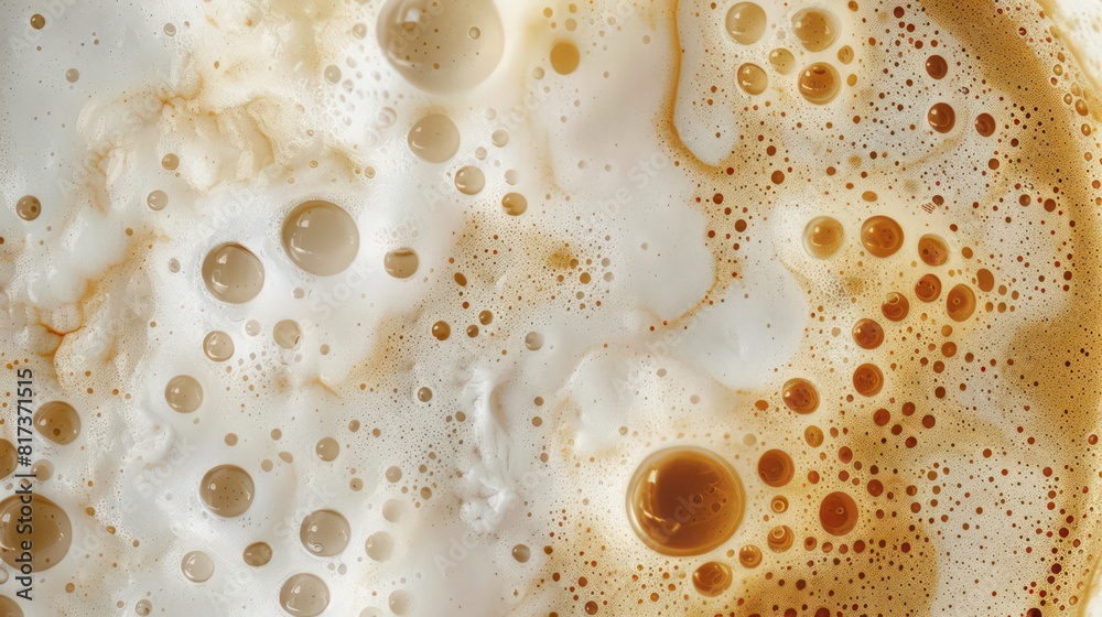 Cappuccino and milk foam close up view Cappuccino and milk foam close up view