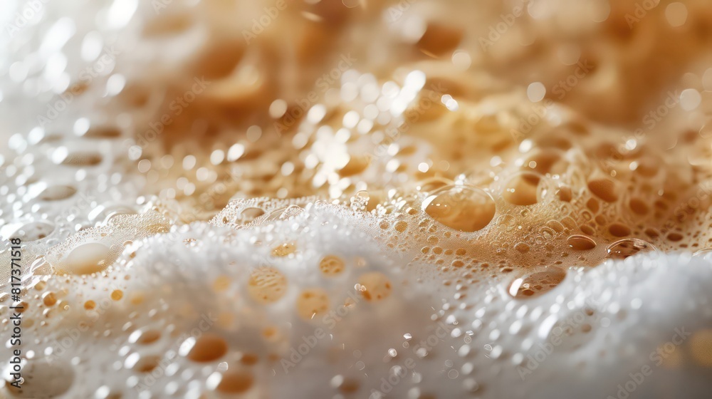 Fototapeta premium Cappuccino and milk foam close up view