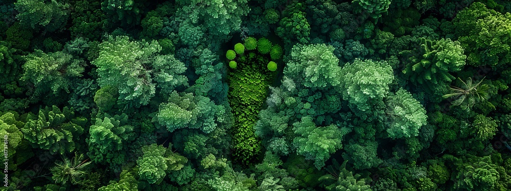 a photo from above the forest capturing the shape of a CO2 footprint in the trees a photo from above the forest capturing the shape of a CO2 footprint in the trees