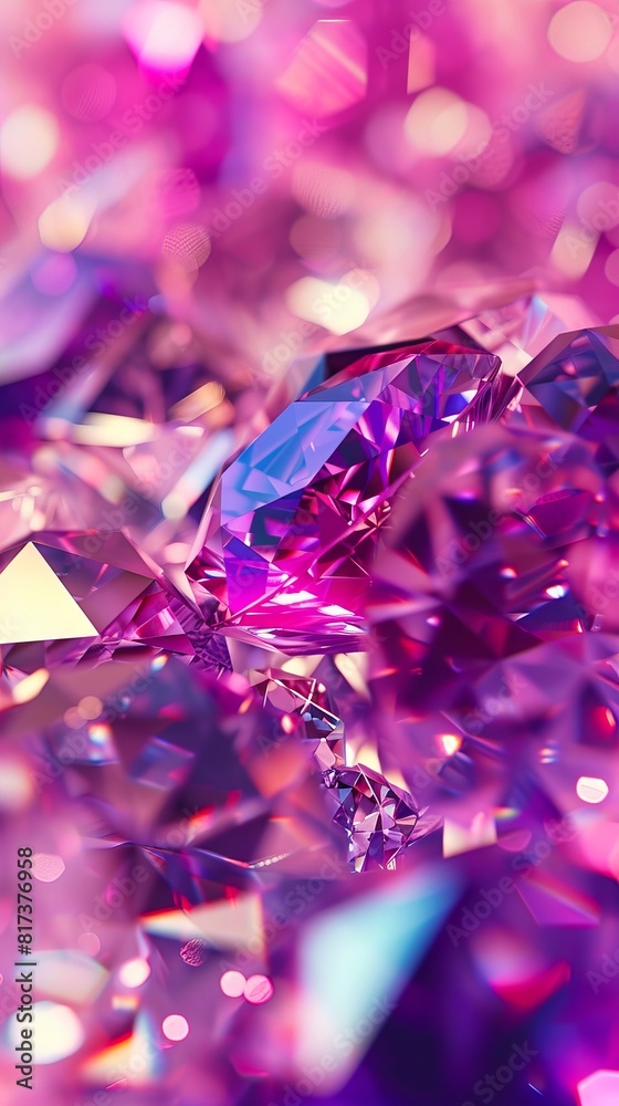 A close up of a pink diamond background. A close up of a pink diamond background.