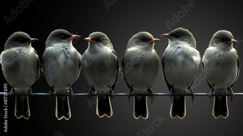 Photograph of Birds on a Wire with Contrasting Tones and Forced Perspective photo