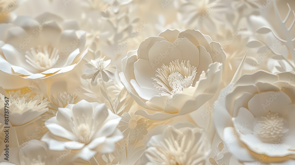 Elegant paper carving of flowers with intricate design Elegant paper carving of flowers with intricate design