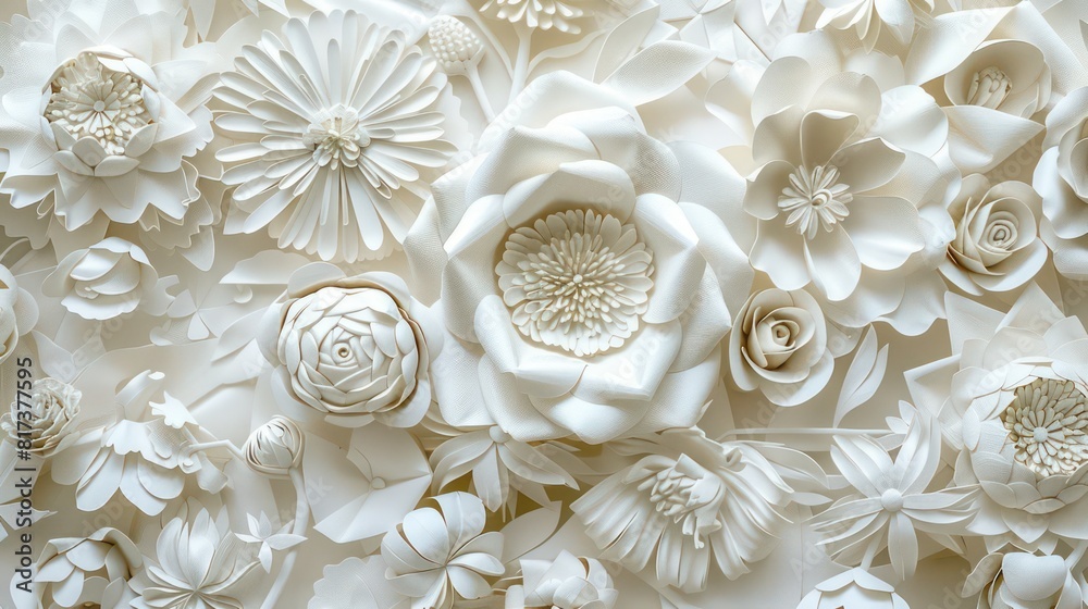 Elegant paper carving of flowers with intricate design Elegant paper carving of flowers with intricate design