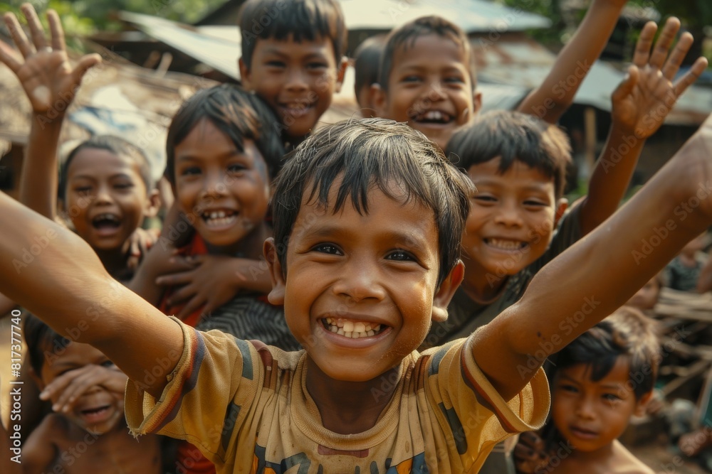 Portrait of a group of poor children Portrait of a group of poor children