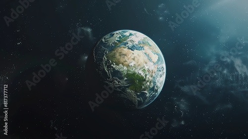 Earth. Galaxy background full of stars