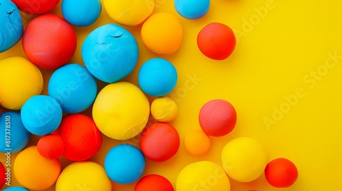 Colorful easter eggs on a yellow background.