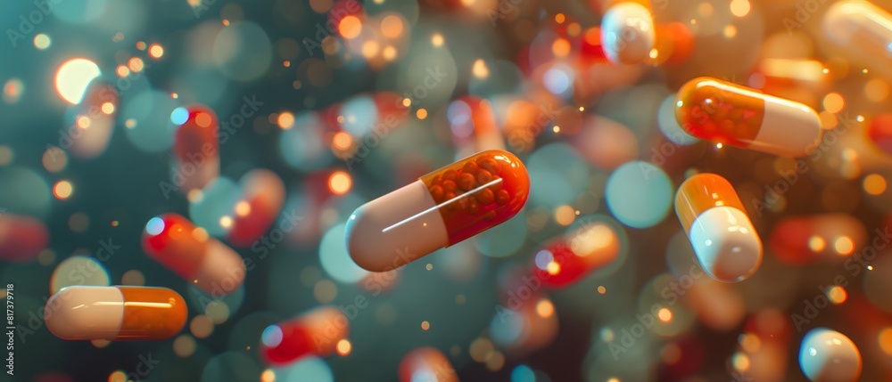 a lot of medicine pills with a blurred background, concept Health system a lot of medicine pills with a blurred background, concept Health system
