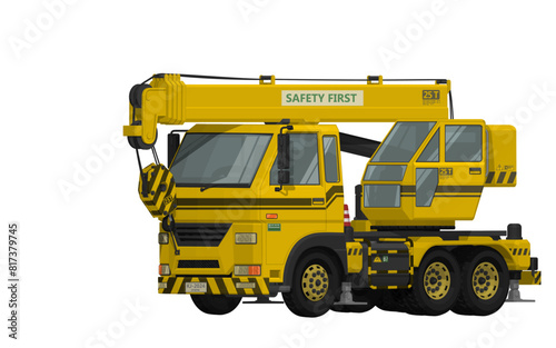 isolate crane truck on white background